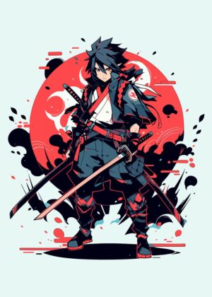 Samurai Anime Character Art Print - Premium Wooden Framed Poster. Ready to Hang.