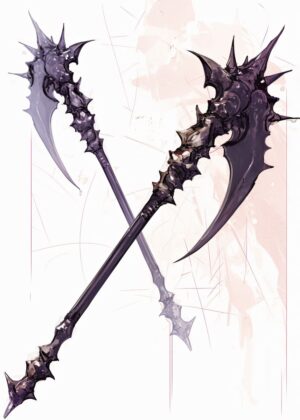 Dark Fantasy Weapon Art Print - Premium Wooden Framed Poster. Ready to Hang.