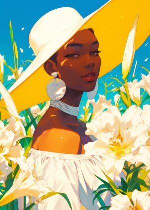 Lily Queen: A Summertime Portrait - Premium Wooden Framed Poster. Ready to Hang.