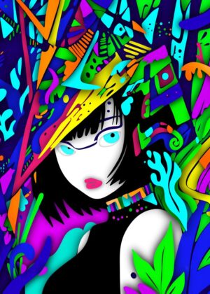 Electric Muse: A Canvas of Infinite Dreams - Premium Wooden Framed Poster. Ready to Hang.