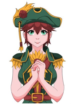 Anime Pirate Girl: A Whimsical Adventure Awaits - Premium Wooden Framed Poster. Ready to Hang.