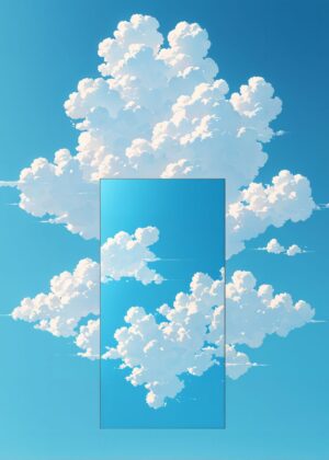 Sky Mirror: A Serene Cloud Study - Premium Wooden Framed Poster. Ready to Hang.