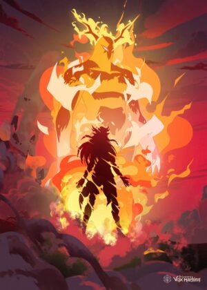Fiery Transformation: A Digital Art Print - Premium Wooden Framed Poster. Ready to Hang.