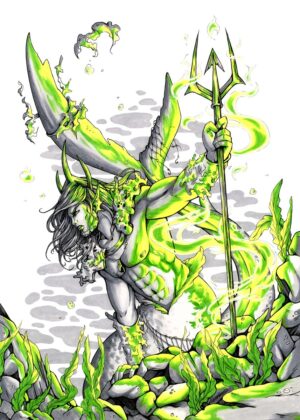 Mervolk King: Fantasy Art Print - Premium Wooden Framed Poster. Ready to Hang.