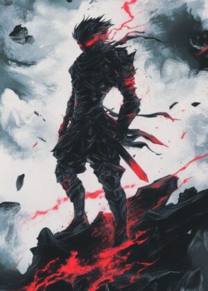 Dark Warrior: A Night of Fury - Premium Wooden Framed Poster. Ready to Hang.