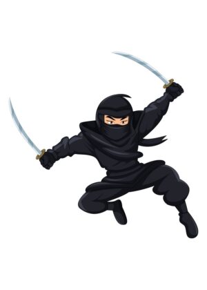Ninja Warrior Digital Illustration - Premium Wooden Framed Poster. Ready to Hang.