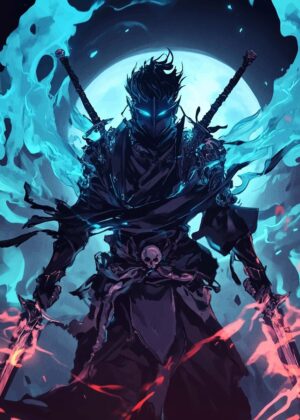 Dark Warrior Fantasy Art Print - Premium Wooden Framed Poster. Ready to Hang.