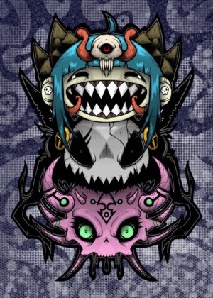 Totem 1: A Mystical Triptych of Skull Art - Premium Wooden Framed Poster. Ready to Hang.