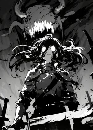 Dark Fantasy Anime Girl Art Print - Premium Wooden Framed Poster. Ready to Hang.