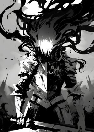 Dark Knight, Tentacles Embrace: A Monochrome Masterpiece - Premium Wooden Framed Poster. Ready to Hang.