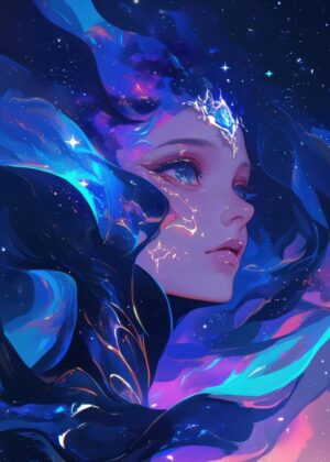 Cosmic Beauty: A Celestial Portrait - Premium Wooden Framed Poster. Ready to Hang.