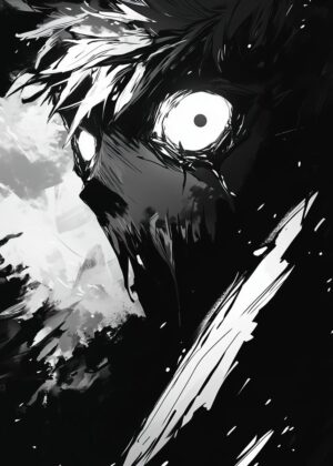 Dark Anime Character Art Print - Premium Wooden Framed Poster. Ready to Hang.