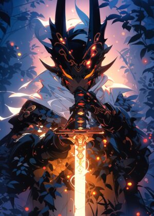 Mystical Warrior: A Breathtaking Fantasy Artwork - Premium Wooden Framed Poster. Ready to Hang.