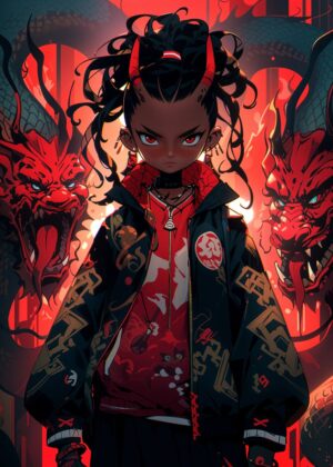 Dragon Guardian: Fierce Protector Art Print - Premium Wooden Framed Poster. Ready to Hang.
