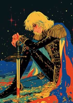 Melancholy Knight: A Vintage Anime Artwork - Premium Wooden Framed Poster. Ready to Hang.