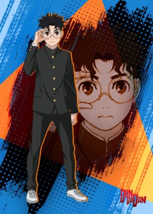 Anime Style Illustration of a Young Man in School Uniform - Premium Wooden Framed Poster. Ready to Hang.