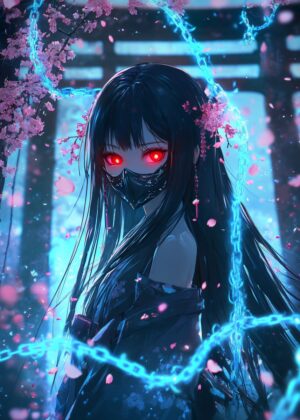 Nezuko Kamado Sakura Anime Art Print - Premium Wooden Framed Poster. Ready to Hang.