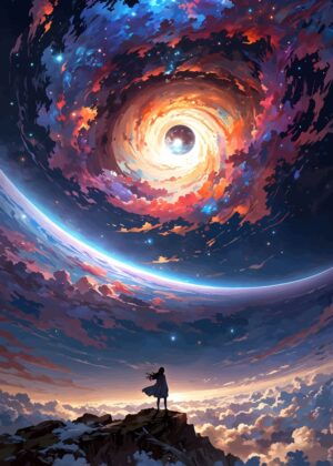 Cosmic Vortex: A Journey into the Infinite - Premium Wooden Framed Poster. Ready to Hang.