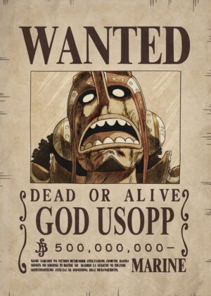 God Usopp Wanted One Piece Artwork - Premium Wooden Framed Poster. Ready to Hang.