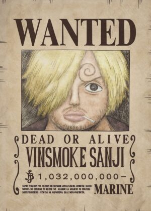 Vinsmoke Sanji Wanted Art Print - Premium Wooden Framed Poster. Ready to Hang.