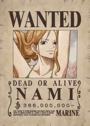 Nami One Piece Wanted Art Print - Premium Wooden Framed Poster. Ready to Hang.