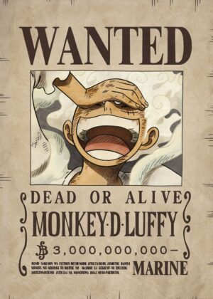 Monkey D. Luffy Wanted One Piece Artwork - Premium Wooden Framed Poster. Ready to Hang.