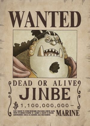 Jinbe One Piece Wanted Poster Art Print - Premium Wooden Framed Poster. Ready to Hang.