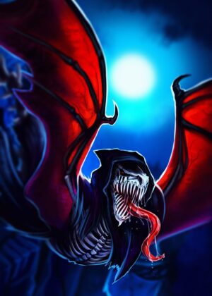 Demonic Wings Artwork: Night Terror - Premium Wooden Framed Poster. Ready to Hang.