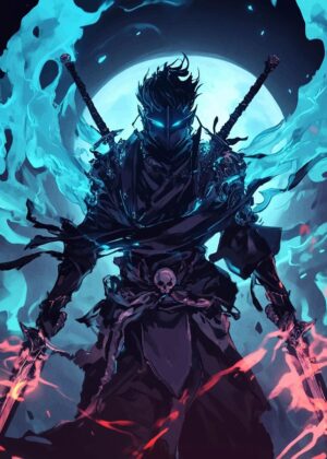 Dark Warrior: Digital Art Print - Premium Wooden Framed Poster. Ready to Hang.