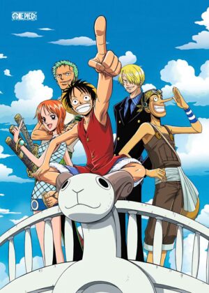 One Piece Straw Hat Crew Anime Artwork Print - Premium Wooden Framed Poster. Ready to Hang.
