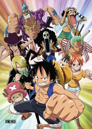 Straw Hat Crew: Epic Anime Showdown - Premium Wooden Framed Poster. Ready to Hang.