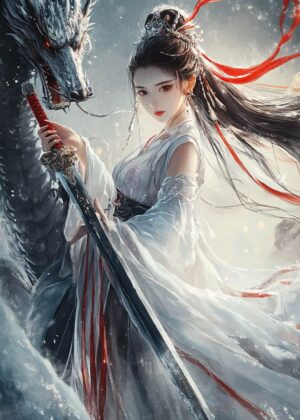 Sword Maiden: A Breathtaking Fantasy Art Print - Premium Wooden Framed Poster. Ready to Hang.