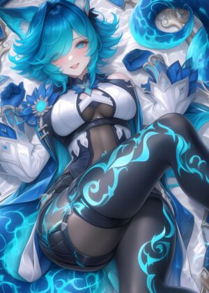 Enthralling Anime Girl Artwork: A Masterpiece of Digital Art - Premium Wooden Framed Poster. Ready to Hang.