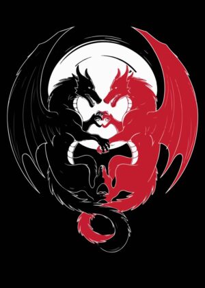 Yin and Yang Dragons: A Symbol of Balance and Power - Premium Wooden Framed Poster. Ready to Hang.