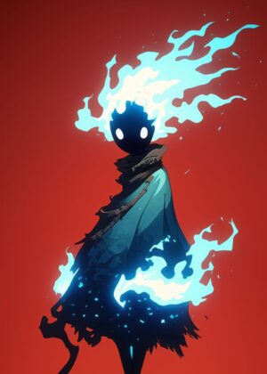 Ember: A Fiery Fantasy Art Print - Premium Wooden Framed Poster. Ready to Hang.