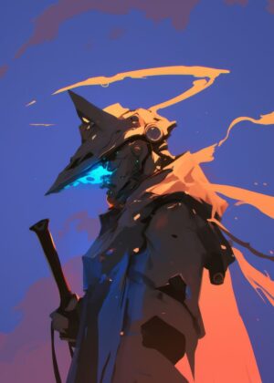 Solitary Warrior: Digital Art Print - Premium Wooden Framed Poster. Ready to Hang.