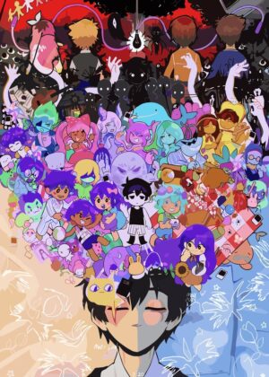 Omori Fan Art: A Whimsical Journey Through the Mind - Premium Wooden Framed Poster. Ready to Hang.