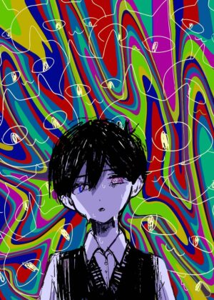 Anime Boy Psychedelic Art Print - Premium Wooden Framed Poster. Ready to Hang.