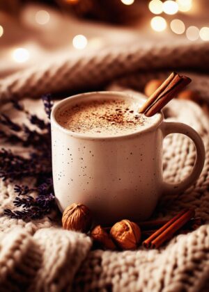 Cozy Winter Nights: A Warm Embrace - Premium Wooden Framed Poster. Ready to Hang.