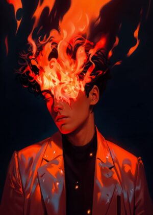 Burnout: A Fiery Embrace - Premium Wooden Framed Poster. Ready to Hang.