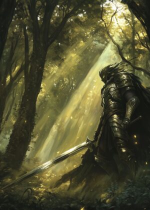 The Vigilant Guardian: Fantasy Art Print - Premium Wooden Framed Poster. Ready to Hang.