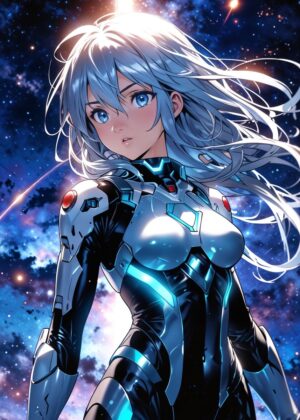 Galactic Warrior: Dawn of the Star Guardian - Anime Art Print - Premium Wooden Framed Poster. Ready to Hang.