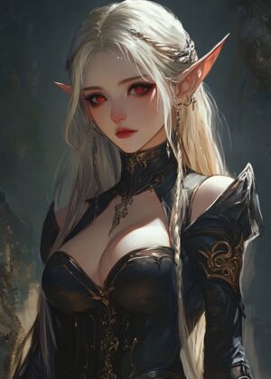 Blood Elf Vampire Ghoul Fantasy Art Print - Premium Wooden Framed Poster. Ready to Hang.