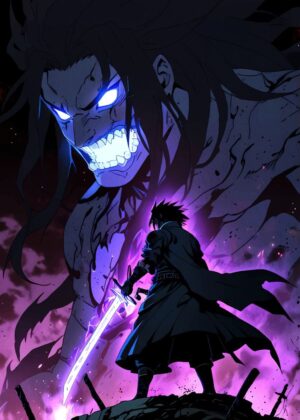 Anime Sword Fight: Epic Battle Artwork - Premium Wooden Framed Poster. Ready to Hang.