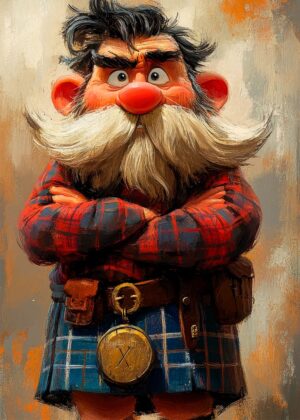 Grumpy Cartoon Character Art Print - Premium Wooden Framed Poster. Ready to Hang.