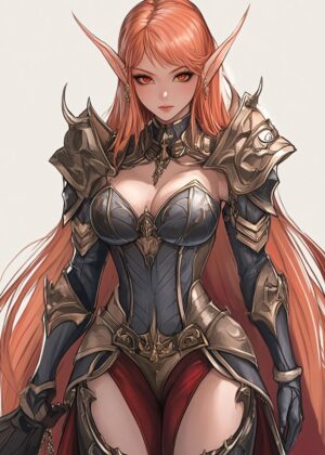 Fierce Elf Warrior: Fantasy Art Print - Premium Wooden Framed Poster. Ready to Hang.