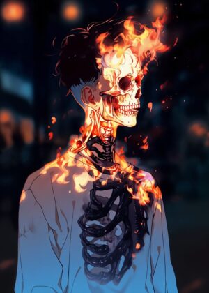 Flame of Eternal Life: A Surreal Digital Art Print - Premium Wooden Framed Poster. Ready to Hang.