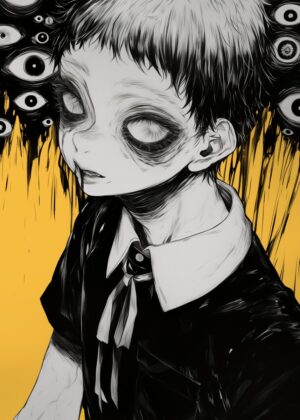 Eyes of Horror: A Disturbingly Beautiful Artwork - Premium Wooden Framed Poster. Ready to Hang.