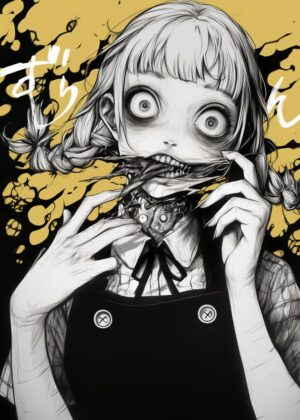 Disturbed Anime Girl Art Print - Premium Wooden Framed Poster. Ready to Hang.