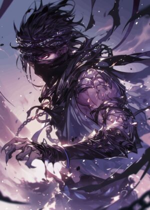 Dark Anime Character Art Print - Premium Wooden Framed Poster. Ready to Hang.